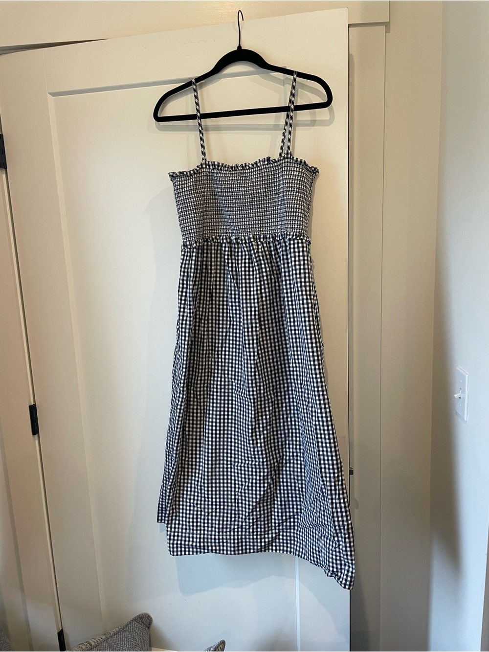 J. Crew Black and White Gingham Midi Dress